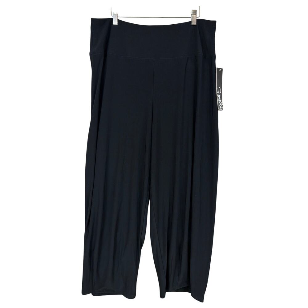 NWT Sympli Black Stretchy Waist Wide Leg Lounge Pants 18 MADE Canada